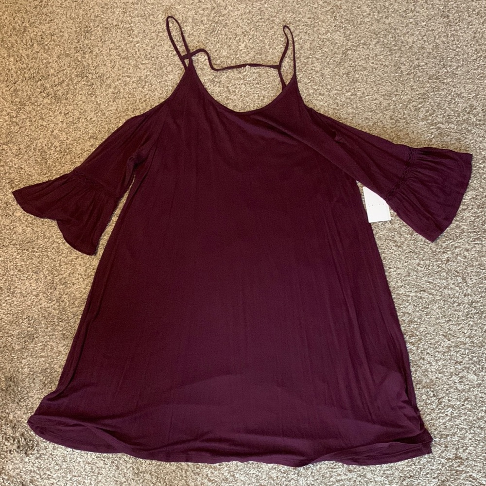 Burgundy open back and open shoulder dress